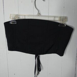 Wildfang Women's S Black The Empower Corset Bustier Top Sleeveless Zip Lace Up